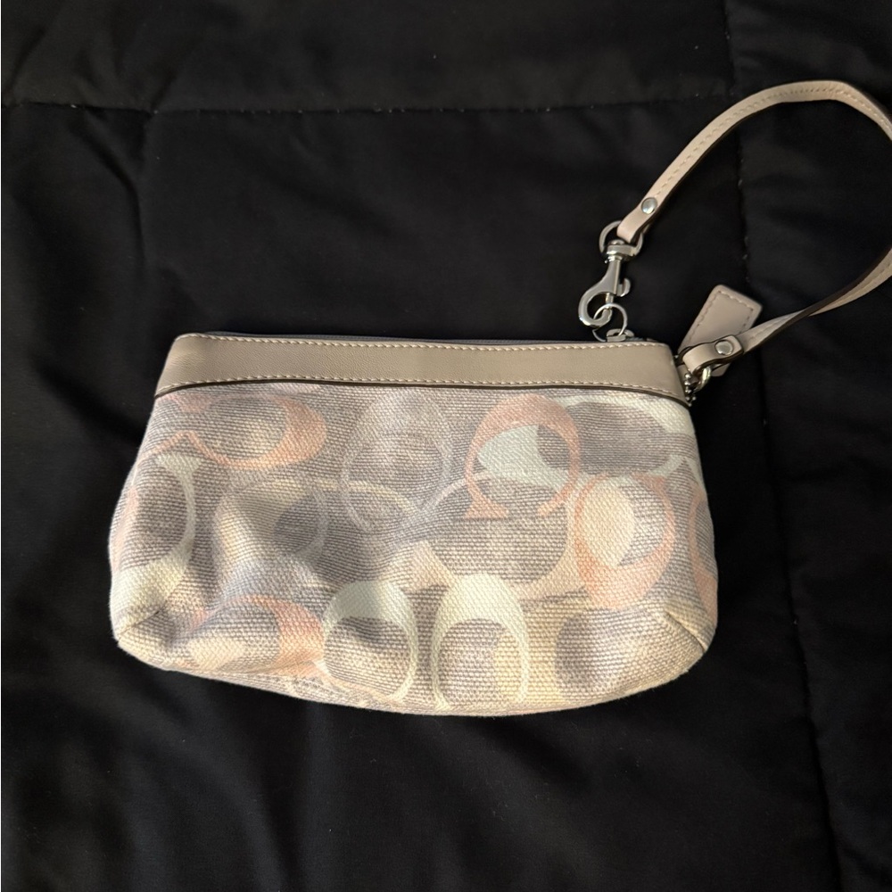 Coach Elegant Beige and Gray Wristlet - Picture 2 of 6